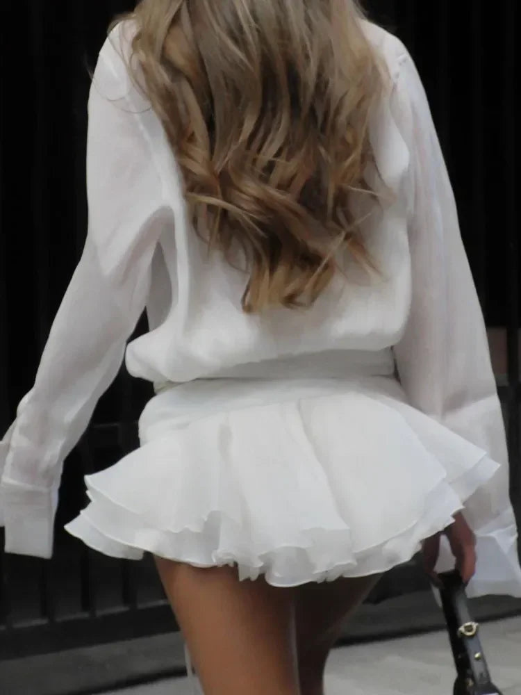 White Chiffon Mini Dress